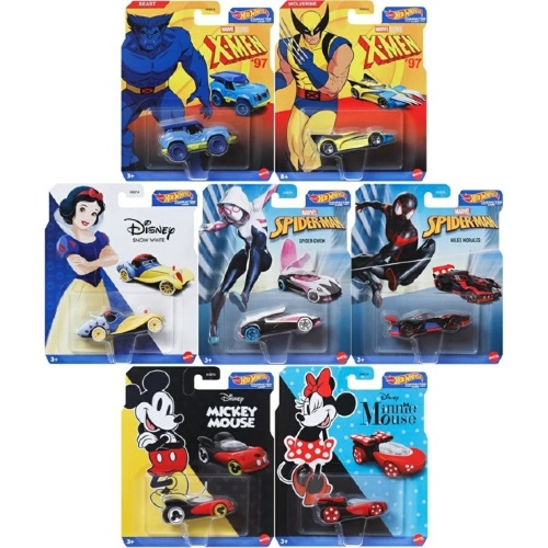 MHWHHB74-956R - X8 HOTWHEELS DISNEY BEST OF CHARACTER CARS ASSORTMENT 2024