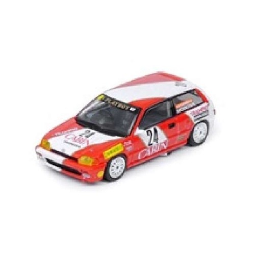 IN64EATMGP21CB - 1/64 1988 HONDA CIVIC SI E-AT CABIN 24 TOMOHIKO TSUTSUMI 2ND 1600CC CLASS MACAU GUIA RACE, RED/WHITE