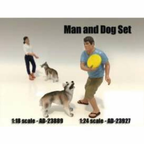 AD23927 - 1/24 MAN AND DOG (SET OF 2)