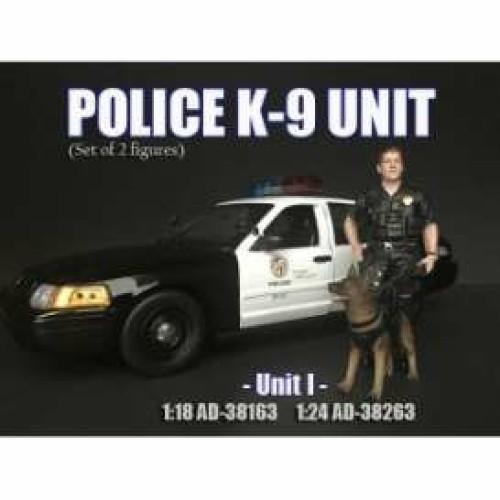 AD38163 - 1/18 POLICE K9 UNIT SET. POLICE OFFICER AND K9 DOG