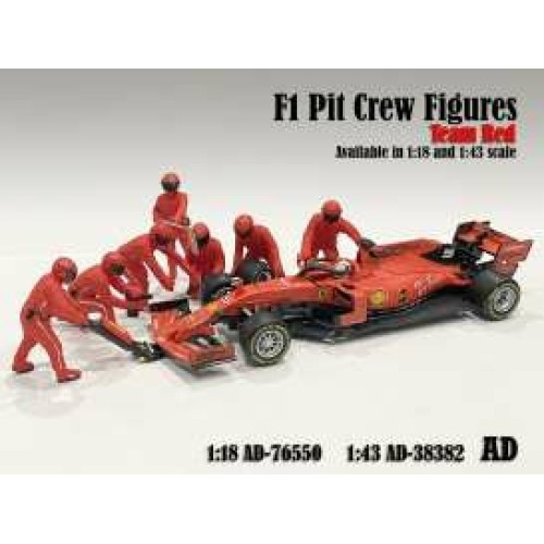 AD76550 - 1/18 F1 PIT CREW FIGURES SET NO.1, TEAM RED 7 FIGURES