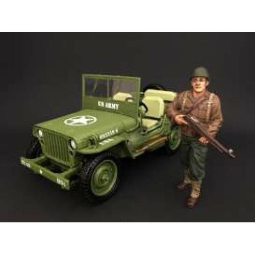 AD77411 - 1/18 WWII USA SOLDIER NO.2 WITH RIFFLE