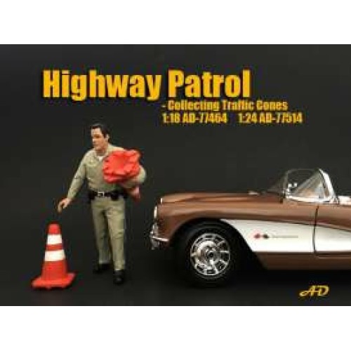 AD77464 - 1/18 POLICE SERIES HIGHWAY PATROL FIGURE II COLLECTING TRAFFIC CONES