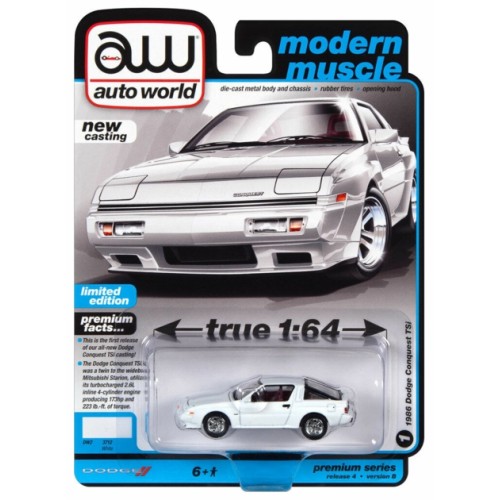 AW64382B-1 - 1/64 AUTOWORLD PREMIUM ASSORTMENT 2022 RELEASE 4 SERIES B 1986 DODGE CONQUEST TSI WHITE