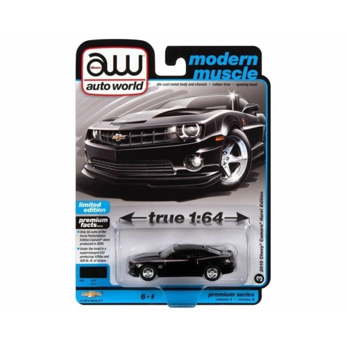 AW64382B-3 - 1/64 AUTOWORLD PREMIUM ASSORTMENT 2022 RELEASE 4 SERIES B 2010 HURST CHEVROLET CAMARO BLACK WITH SILVER HURST ACCENTS