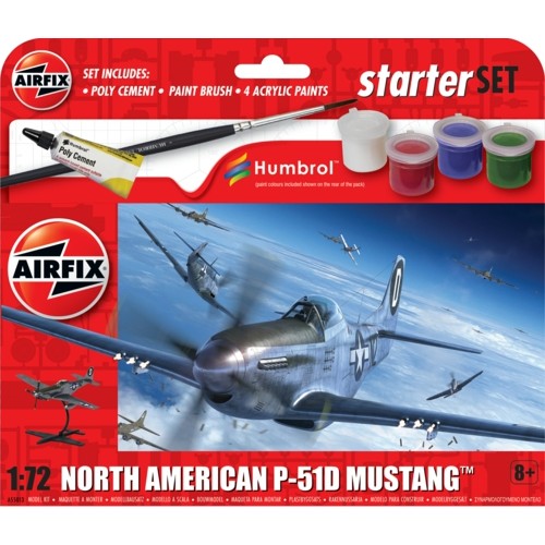 AX55013 - 1/72 STARTER SET - NORTH AMERICAN P-51D MUSTANG (PLASTIC KIT)