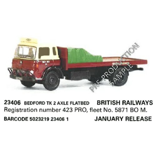 E23406 - 1/76 BEDFORD TK 2 AXLE FLATBED BRITISH RAILWAYS