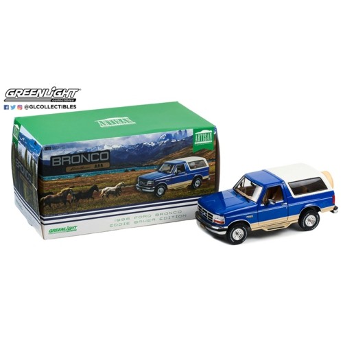 GL19136 - 1/18 ARTISAN COLLECTION 1994 FORD BRONCO - EDDIE BAUER EDITION - ROYAL BLUE AND TUCSON BRONZE