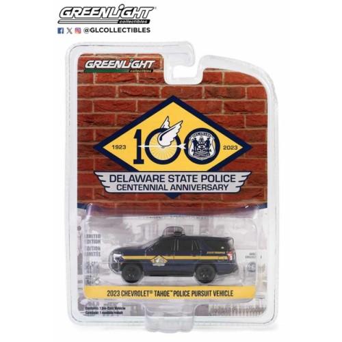 GL28140-F - 1/64 ANNIVERSARY COLLECTION SERIES 16 - 2023 CHEVROLET TAHOE POLICE PURSUIT VEHICLE (PPV) DELAWARE STATE  POLICE CENTENNIAL ANNIVERSARY SOLID PACK