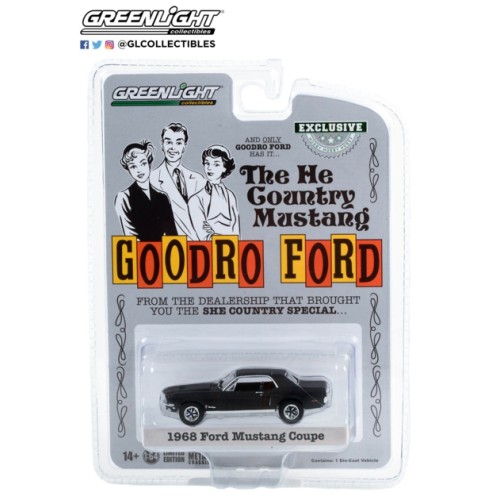 GL30354 - 1/64 1968 FORD MUSTANG COUPE HE COUNTRY SPECIAL BILL GOODRO FORD DENVER COLORADO STEALTH BLACK (HOBBY EXCLUSIVE)