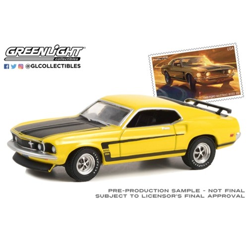 GL30373 - 1/64 1969 FORD MUSTANG BOSS 302 USPS 2022 PONY CAR STAMP COLLECTION BY ARTIST TOM FRITZ (HOBBY EXCLUSIVE)