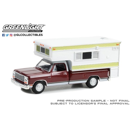 GL30409 - 1/64 1981 DODGE RAM D-250 ROYAL WITH LARGE CAMPER MEDIUM CRIMSON RED AND PEARL WHITE (HOBBY EXCLUSIVE)