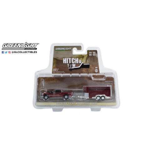 GL32270-D - 1/64 HITCH AND TOW SERIES 27 2019 FORD F-150 XLT WITH LIVESTOCK TRAILER