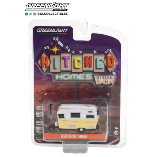 GL34110-A - 1/64 HITCHED HOMES SERIES 11 1959 SIESTA TRAVEL TRAILER WHITE AND YELLOW