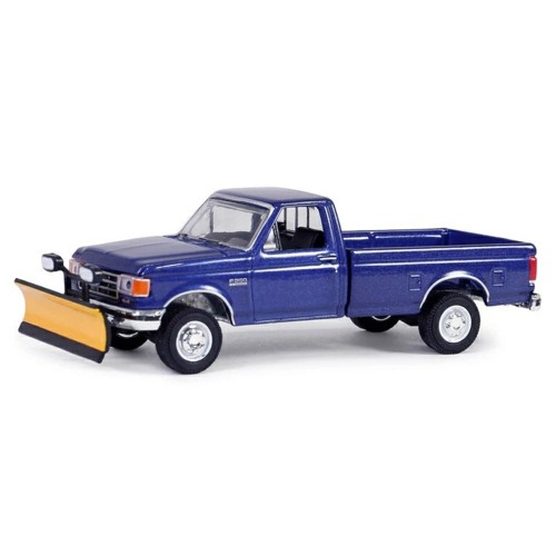 GL35280-E - 1/64 BLUE COLLAR COLLECTION SERIES 13 - 1991 FORD F-250 XL 4X4 WITH SNOW PLOW - DEEP SHADOW BLUE METALLIC SOLID PACK