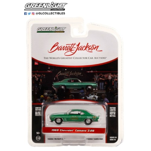 GL37260-D - 1/64 BARRETT-JACKSON 'SCOTTSDALE EDITION' SERIES 10 1969 CHEVROLET CAMARO Z/28 (LOT NO.1309.1) RALLY GREEN WITH WHITE STRIPES - TONY PIZZI AUTOMOTIVE PHILADELPHIA, PENNSYLVANIA