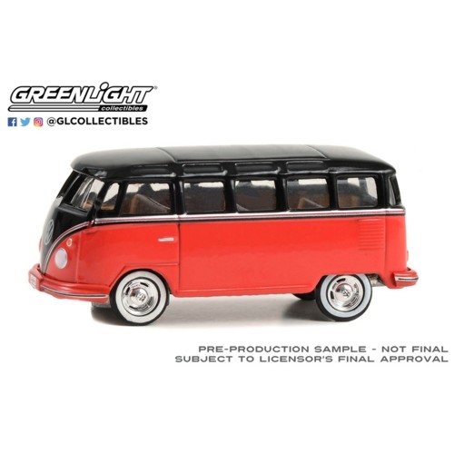 GL37290-B - 1/64 BARRETT-JACKSON SERIES 12 1956 VW WINDOW MICROBUS (LOT NO.1438.1) RED AND BLACK WITH TAN INTERIOR