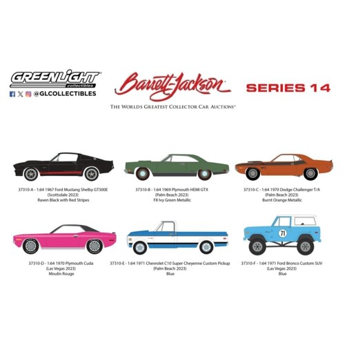 GL37310 - 1/64 BARRETT-JACKSON SERIES 14 (6-CAR SET) 12 PCS ASST