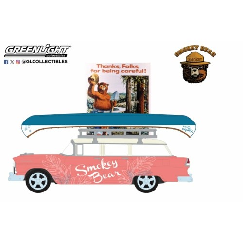 GL38070-A - 1/64 SMOKEY BEAR SERIES 4 - 1955 CHEVROLET TWO-TEN TRADESMAN WITH ROOF RACK AND CANOE - THANKS, FOLKS FOR BEING CAREFUL!