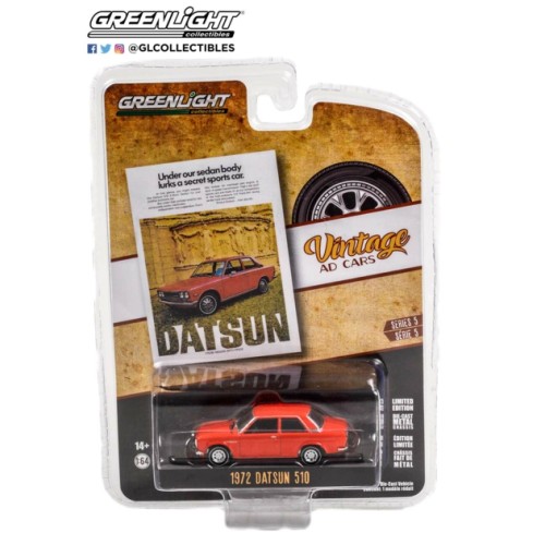 GL39080-C - 1/64 VINTAGE AD CARS SERIES 5 - 1972 DATSUN 510 UNDER OUR SEDAN BODY LURKS A SECRET SPORTS CAR SOLID PACK