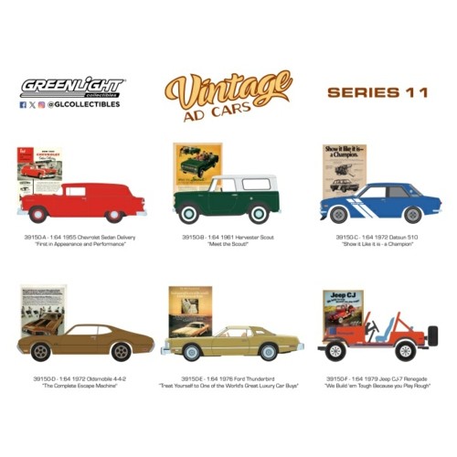 GL39150 - 1/64 VINTAGE AD CARS SERIES 11 (6-CAR SET) 12 PCS ASST