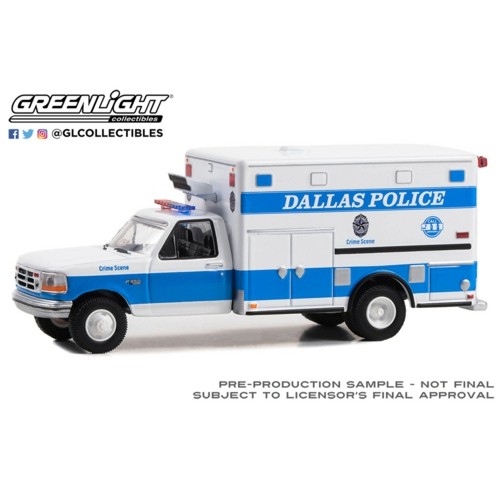 GL67065 - 1/64 FIRST RESPONDERS - 1992 FORD F-350 AMBULANCE - DALLAS POLICE CRIME SCENE, DALLAS TEXAS (HOBBY EXCLUSIVE) 