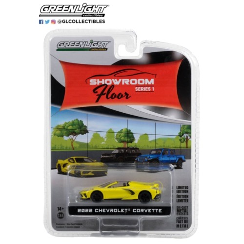 GL68010-A - 1/64 SHOWROOM FLOOR SERIES 1 2022 CHEVROLET CORVETTE CONVERTIBLE ACCELERATE YELLOW METALLIC