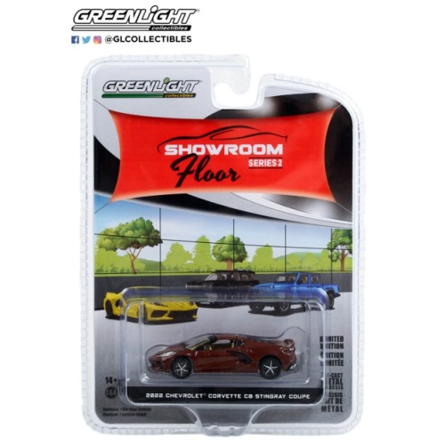 GL68020-B - 1/64 SHOWROOM FLOOR SERIES 2 2022 CHEVROLET CORVETTE C8 STINGRAY COUPE CAFFEINE METALLIC