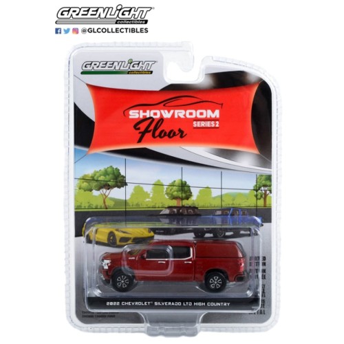 GL68020-C - 1/64 SHOWROOM FLOOR SERIES 2 2022 CHEVROLET SILVERADO LTD HIGH COUNTRY WITH CAMPER SHELL CHERRY RED TINTCOAT