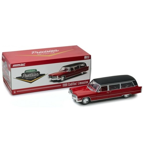 GLPC-18008 - 1/18 PRECISION COLLECTION - 1/18 1966 CADILLAC SS LIMOUSINE RED WITH BLACK VINYL ROOF