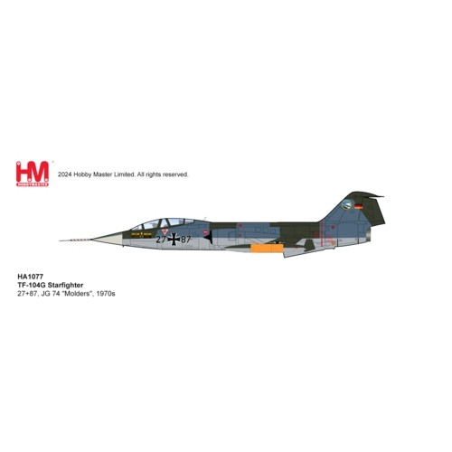 HA1077 - 1/72 TF-104G STARFIGHTER 27-87, JG 74 MOLDERS 1970s