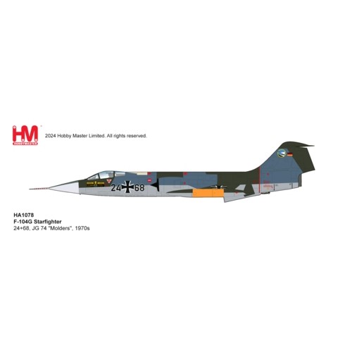 HA1078 - 1/72 TF-104G STARFIGHTER 24-68, JG 74 MOLDERS 1970s