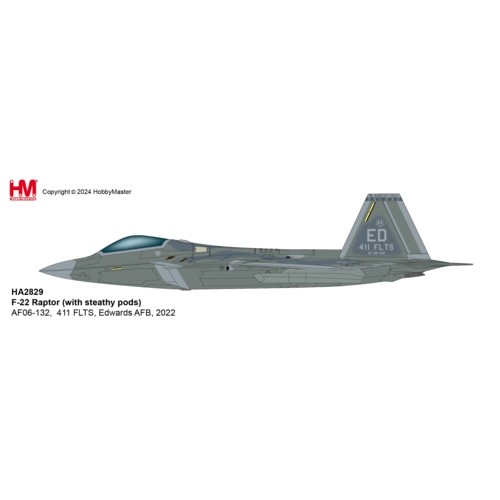 HA2829 - 1/72 F-22 RAPTOR (WITH STEATHY PODS) AF06-132,  411 FLTS, EDWARDS AFB, 2022