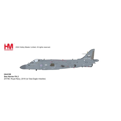 HA4108 - 1/72 SEA HARRIER FA.2 ZH796, ROYAL NAVY, 2018 (W/ SEA EAGLE MISSILES)