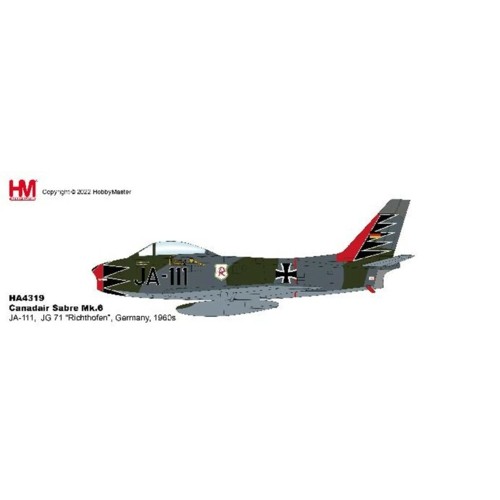 HA4320 - 1/72 SABRE MK.6 JA-111, JG 71 RICHTHOFEN, GERMANY, 1960S