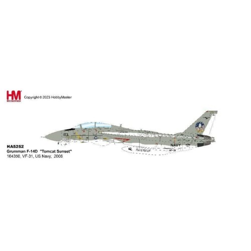 HA5252 - 1/72 GRUMMAN F-14D TOMCAT SUNSET 164350, VF-31, US NAVY 2006