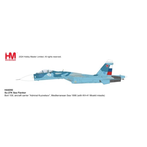 HA6050 - 1/72 SU-27K SEA FLANKERBORT 109, AIRCRAFT CARRIER ADMIRAL KUZNETSOV, MEDITERRANEAN SEA 1996 (WITH KH-41 MOSKIT MISSILE)