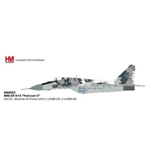 HA6523 - 1/72 MIG-29 9-13 FULCRUM CBORT 02, UKRAINIAN AIR FORCE (WITH 2 X JDAM-ER, 2 X AGM-88)