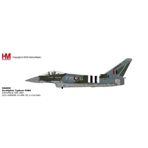 HA6626 - 1/72 EUROFIGHTER TYPHOON FGR4 ZJ913/FM-G, RAF, 2024 (WITH 2 X ASRAAM, 4 X AIM-120, 3 X FUEL TANK)