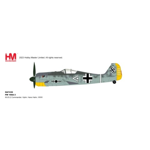 HA7430 - 1/48 FW 190A-3 III JG.2 COMMANDER, HPTM. HANS HAHN, WWII