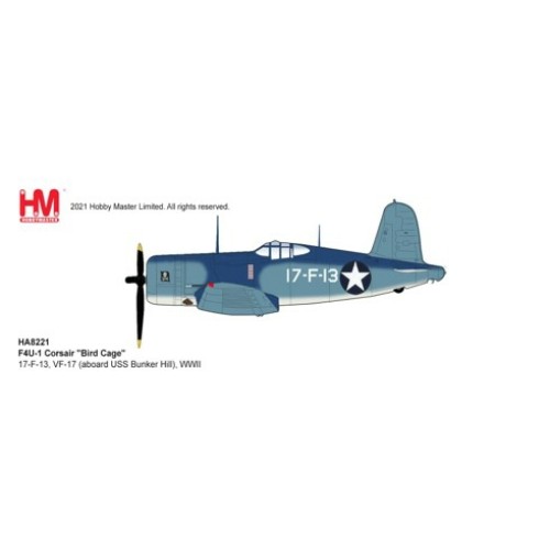 HA8221 - 1/48 F4U-1 CORSAIR BIRD CAGE 17-F-13, VF-17 (ABOARD USS BUNKER HILL), WWII