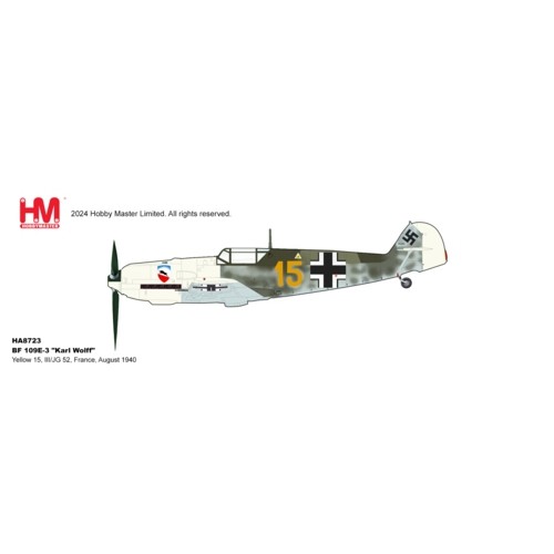 HA8723 - 1/48 BF 109E-3 KARL WOLFF YELLOW 15, III/JG 52, FRANCE, AUGUST 1940