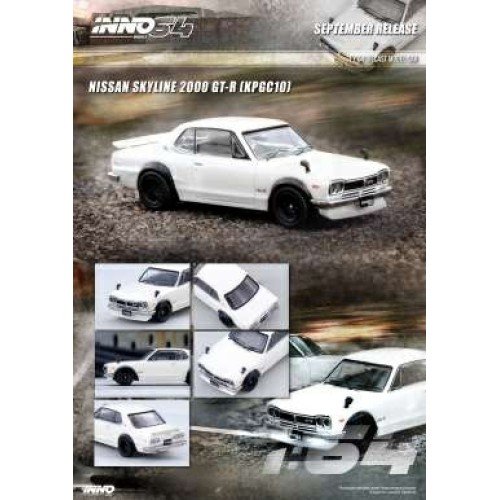 IN64KPGC10WHI - 1/64 NISSAN SKYLINE 2000 GT-R (KPGC10), WHITE