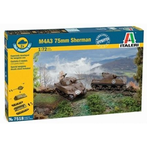 IT7518 - 1/72 SHERMAN M4A3 X2 (PLASTIC KIT)