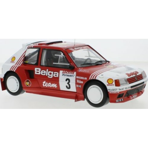 IX18RMC135 - 1/18 PEUGEOT 205 T16 NO3 BELGA RALLY YPRES 1985 B.DARNICHE/A.MAHE