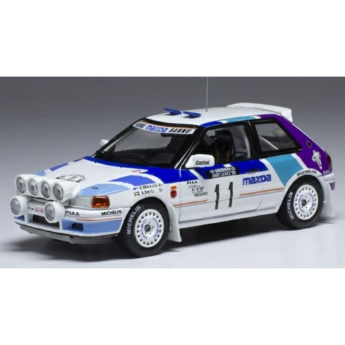 IXRAC358B - 1/43 MAZDA 323 GTX NO.11 MAZDA RALLY TEAM EUROPE 1000 LAKES RALLYE 1990 W/LIGHTS H.MIKKOLA