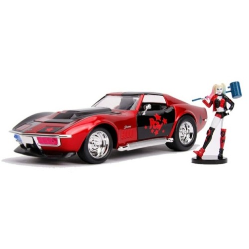 JAD31196 - 1/24 1969 CHEVY CORVETTE WITH HARLEY QUINN FIGURE DC COMICS