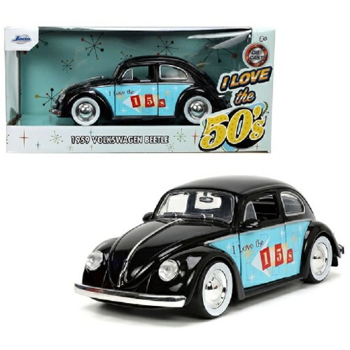 JAD31382 - 1/24 1959 VW BEETLE BLACK/LIGHT BLUE I LOVE THE 50S