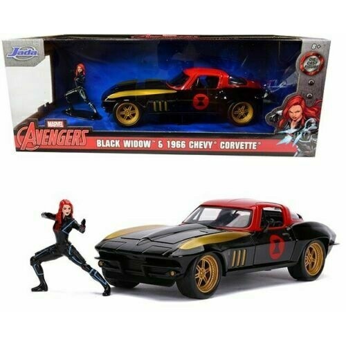 JAD31749 - 1/24 1966 CHEVROLET CORVETTE WITH BLACK WIDOW FIGURE MARVEL AVENGERS