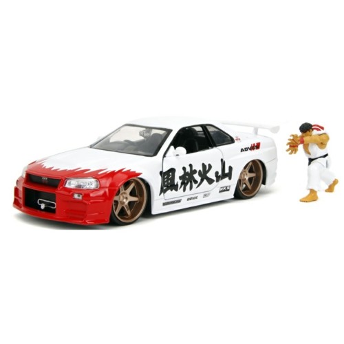 JAD35114 - 1/24 STREET FIGHTER 2002 NISSAN SKYLINE GT-R (R34) WITH RYU FIGURE